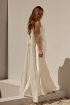 Fitted Cowl Neck Sleeveless Backless Floor-Length Prom Dress