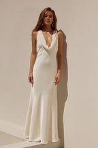 Fitted Cowl Neck Sleeveless Backless Floor-Length Prom Dress