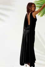 Fitted Cowl Neck Sleeveless Backless Floor-Length Prom Dress