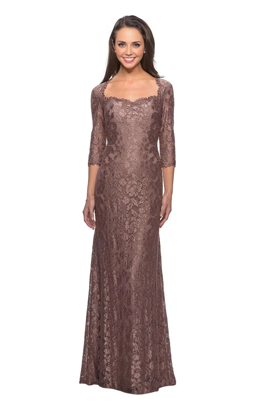 Fitted Sweetheart Neck Long Sleeve Zipper Up Floor-Length Mother of the Bride Dress