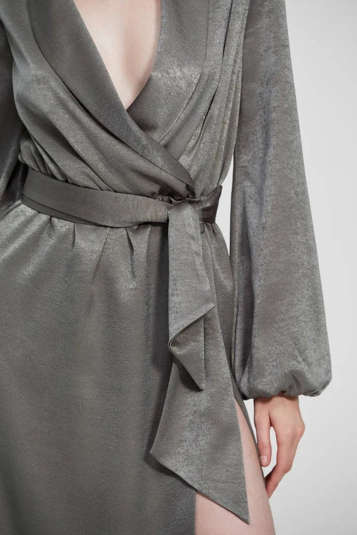 Fitted V Neck Long Sleeve Floor-Length Prom Dress