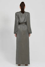 Fitted V Neck Long Sleeve Floor-Length Prom Dress