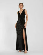 Fitted V Neck Sleeveless Floor-Length Prom Dress