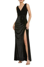 Fitted V Neck Sleeveless Floor-Length Prom Dress
