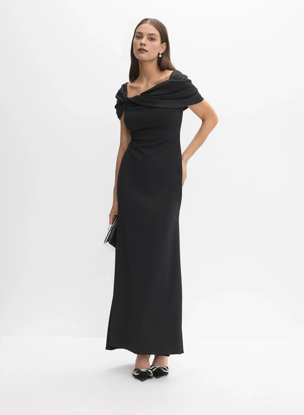 Mermaid Asymmetrical-Neck Cap Sleeve Zipper Up Floor-Length Prom Dress