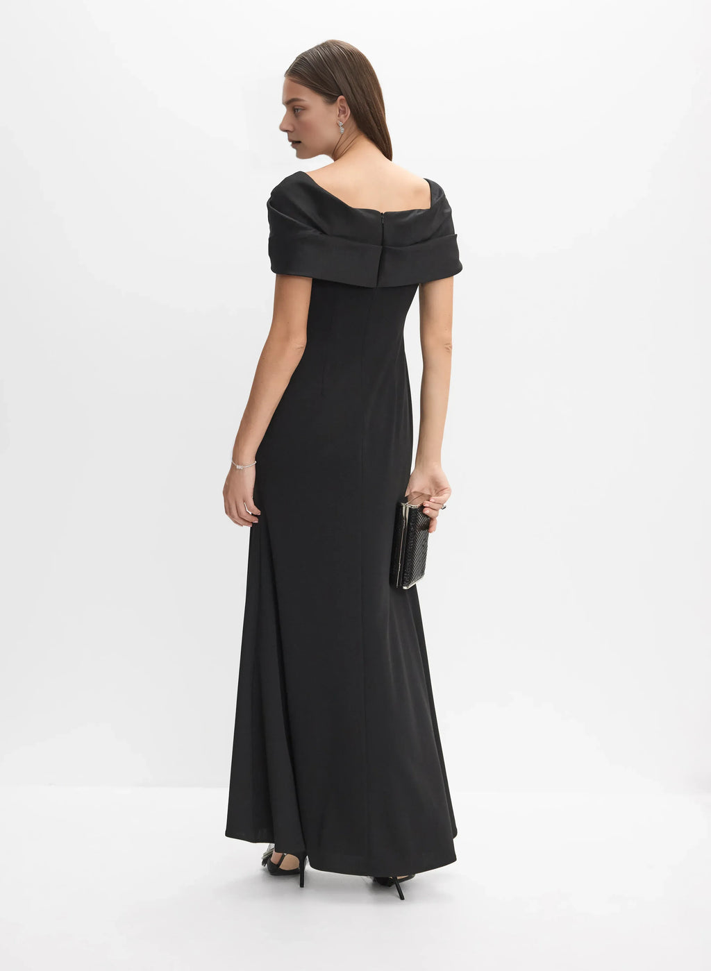 Mermaid Asymmetrical-Neck Cap Sleeve Zipper Up Floor-Length Prom Dress