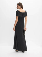 Mermaid Asymmetrical-Neck Cap Sleeve Zipper Up Floor-Length Prom Dress