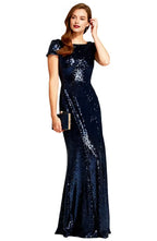 Mermaid Boat Neck Cap Sleeve Floor-Length Prom Dress