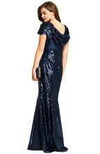 Mermaid Boat Neck Cap Sleeve Floor-Length Prom Dress