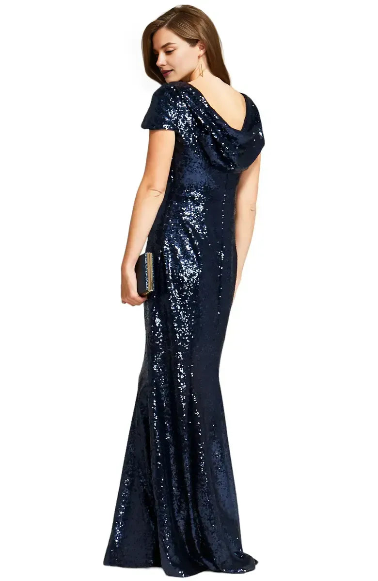 Mermaid Boat Neck Cap Sleeve Floor-Length Prom Dress
