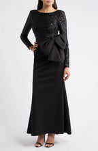 Mermaid Boat Neck Long Sleeve Floor-Length Prom Dress