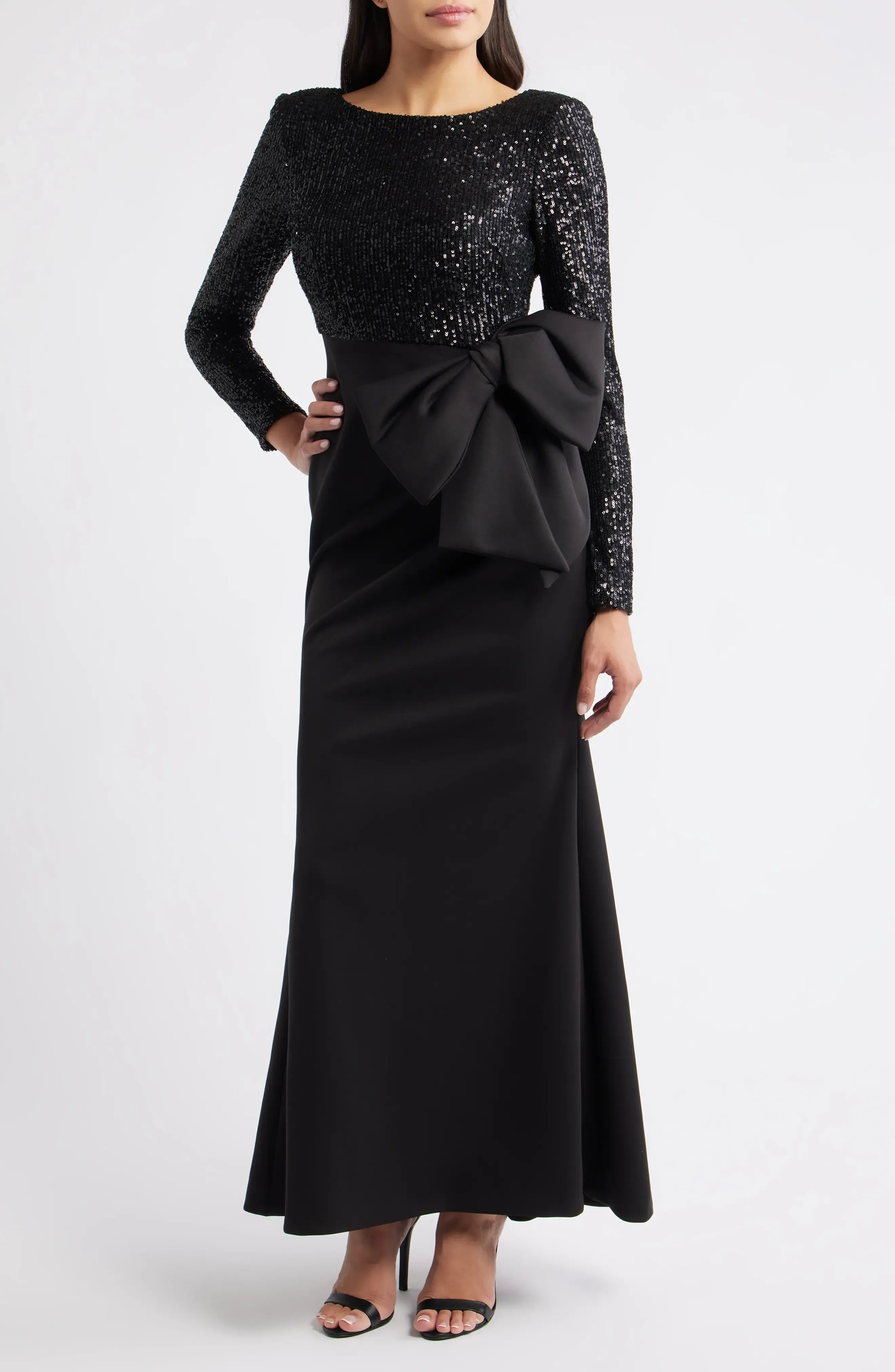 Mermaid Boat Neck Long Sleeve Floor-Length Prom Dress
