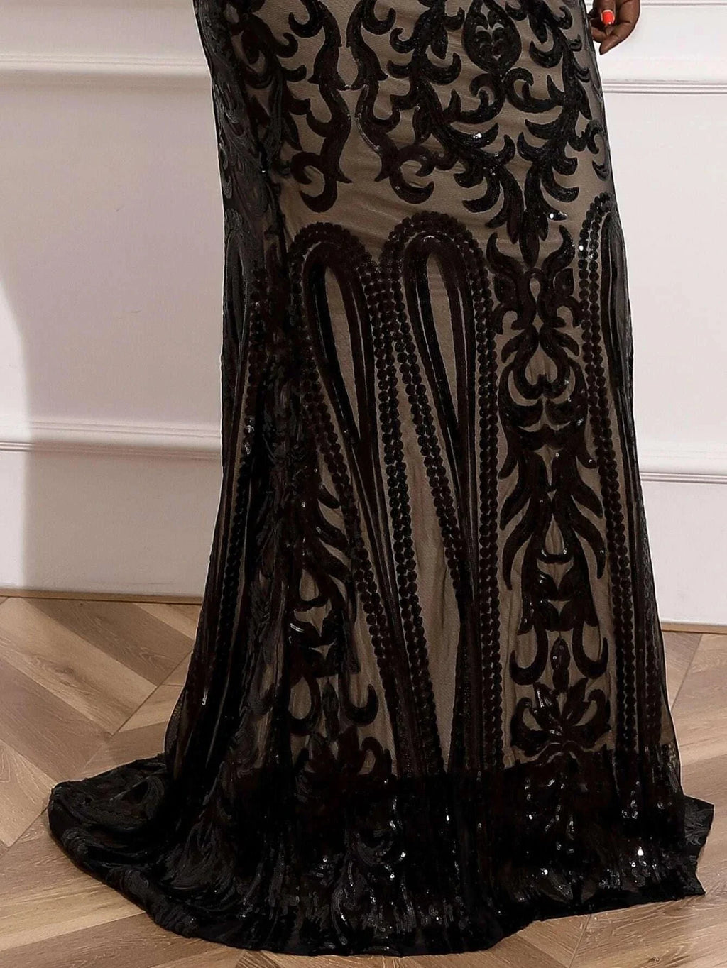 Mermaid High Neck Long Sleeve Zipper Up Sweep/Brush Train Plus Size Prom Dress