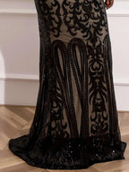 Mermaid High Neck Long Sleeve Zipper Up Sweep/Brush Train Plus Size Prom Dress