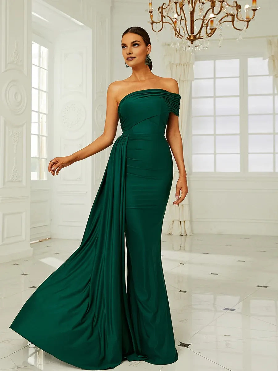 Mermaid Off the Shoulder Sleeveless Backless Floor-Length Prom Dress