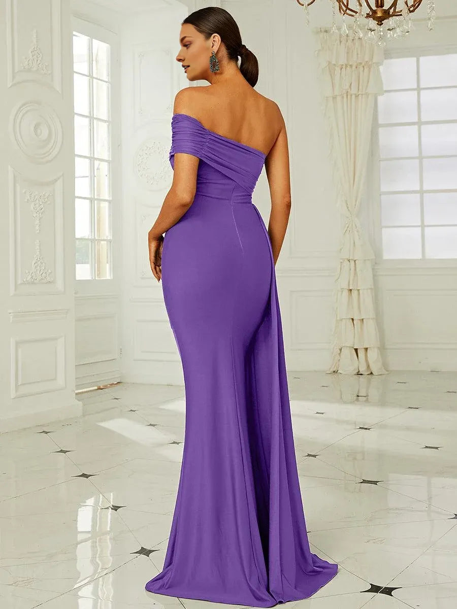 Mermaid Off the Shoulder Sleeveless Backless Floor-Length Prom Dress