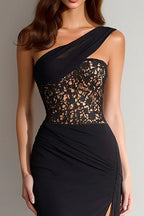 Mermaid One Shoulder Sleeveless Slit Floor-Length Prom Dress