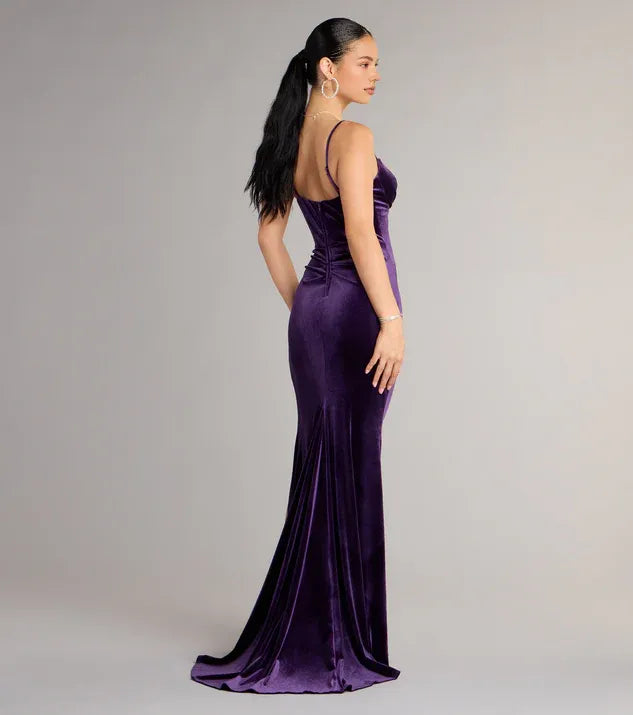 Mermaid Spaghetti Straps Sleeveless Backless Floor-Length Prom Dress
