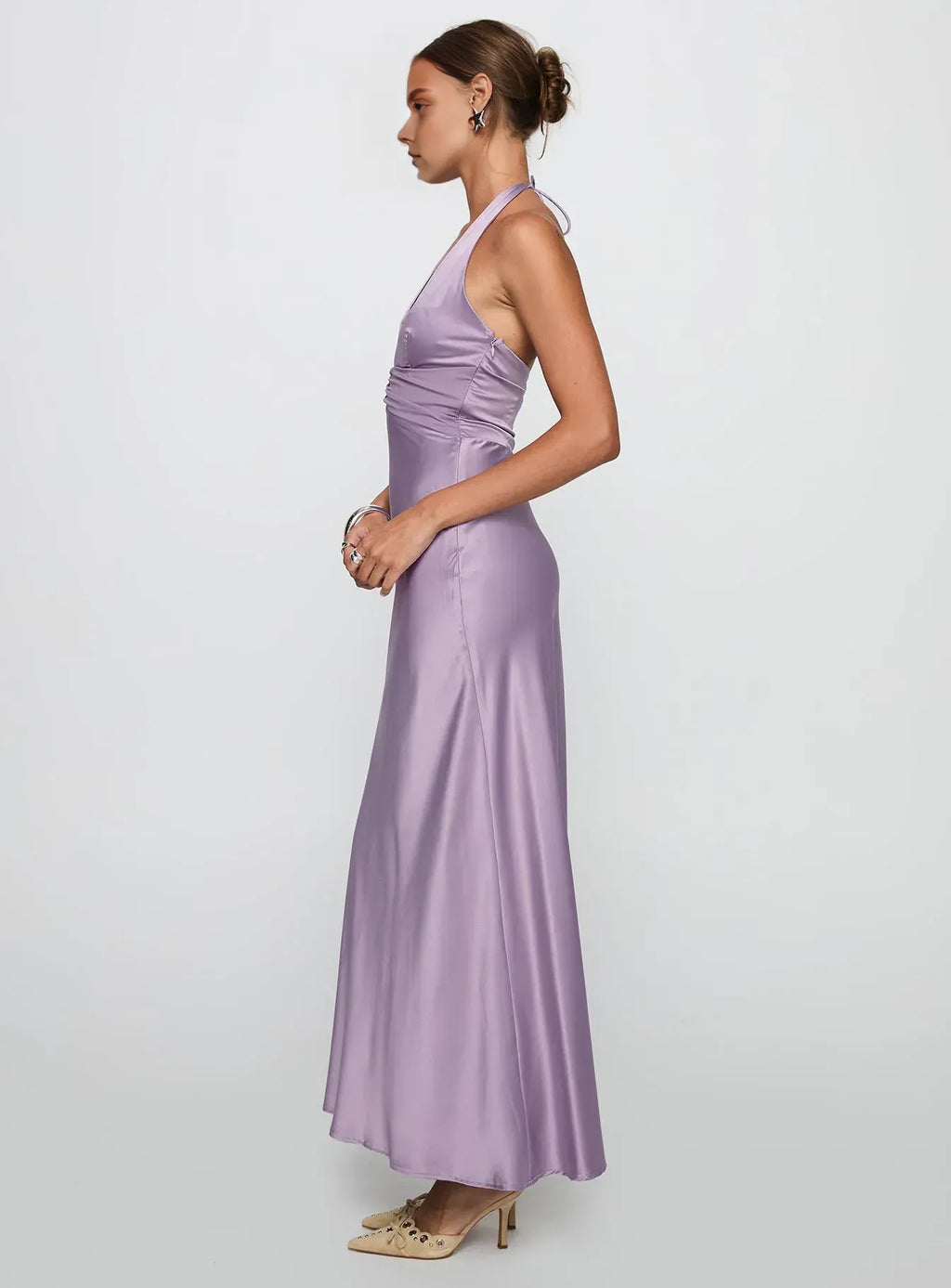 Mermaid/Trumpet Halter V Neck Sleeveless Backless Floor-Length Prom Dress