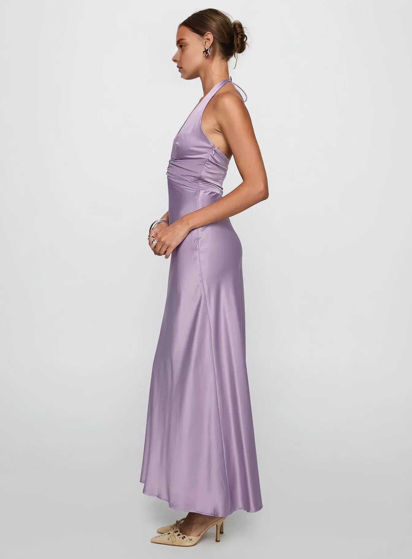 Mermaid/Trumpet Halter V Neck Sleeveless Backless Floor-Length Prom Dress