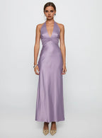 Mermaid/Trumpet Halter V Neck Sleeveless Backless Floor-Length Prom Dress