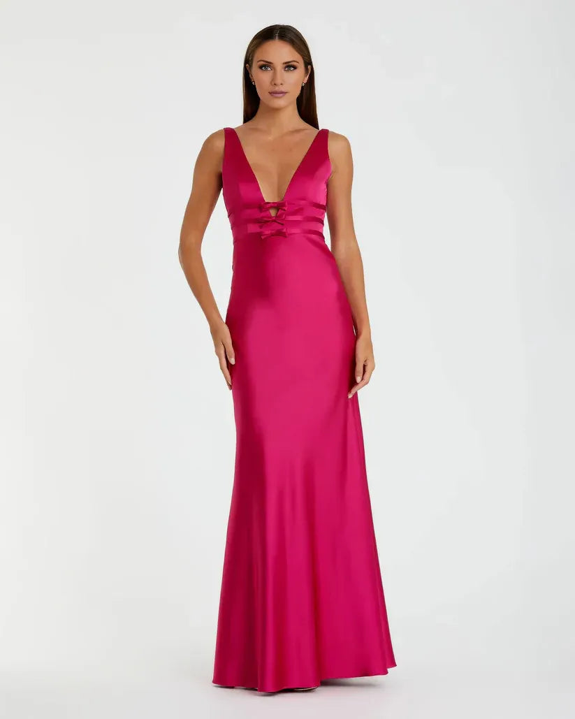 Mermaid/Trumpet V Neck Sleeveless Backless Floor-Length Prom Dress
