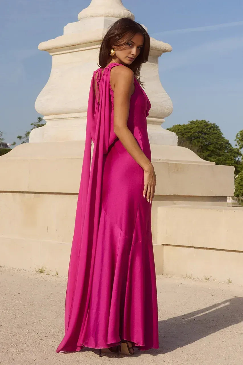 Sheath/Column Cowl Neck Sleeveless Up Floor-Length Evening Dress
