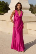 Sheath/Column Cowl Neck Sleeveless Up Floor-Length Evening Dress