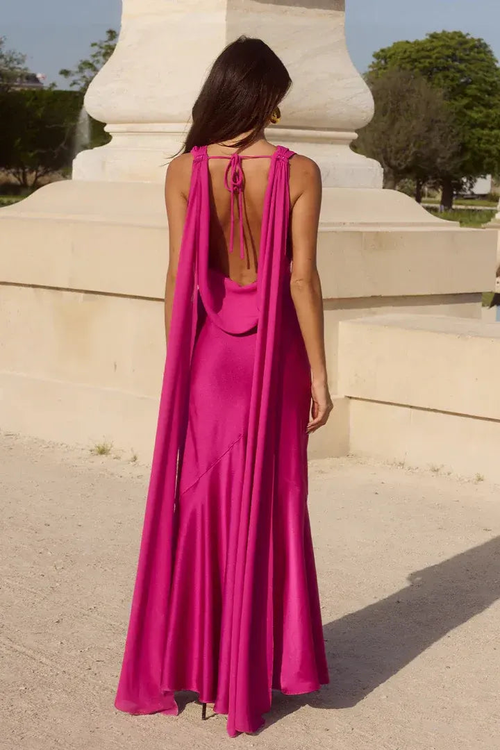 Sheath/Column Cowl Neck Sleeveless Up Floor-Length Evening Dress