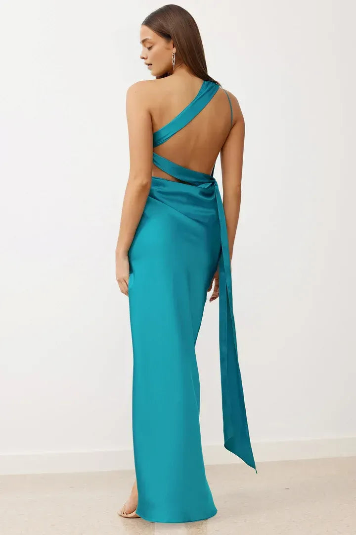Sheath/Column One Shoulder Sleeveless Floor-Length Prom Dress