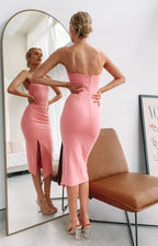 Sheath/Column Spaghetti Straps Sleeveless Backless Ankle-Length Prom Dress