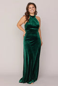 Sheath High Neck Sleeveless Floor-Length Plus Size Prom Dress