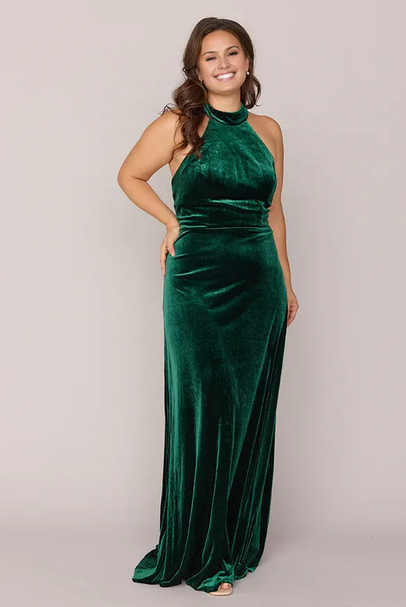 Sheath High Neck Sleeveless Floor-Length Plus Size Prom Dress