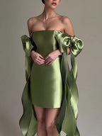 Sheath Strapless Sleeveless Short-Mini Prom Dress