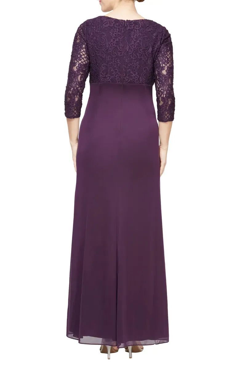 Sheath V Neck Long Sleeve Zipper Up Floor-Length Mother of the Bride Dress