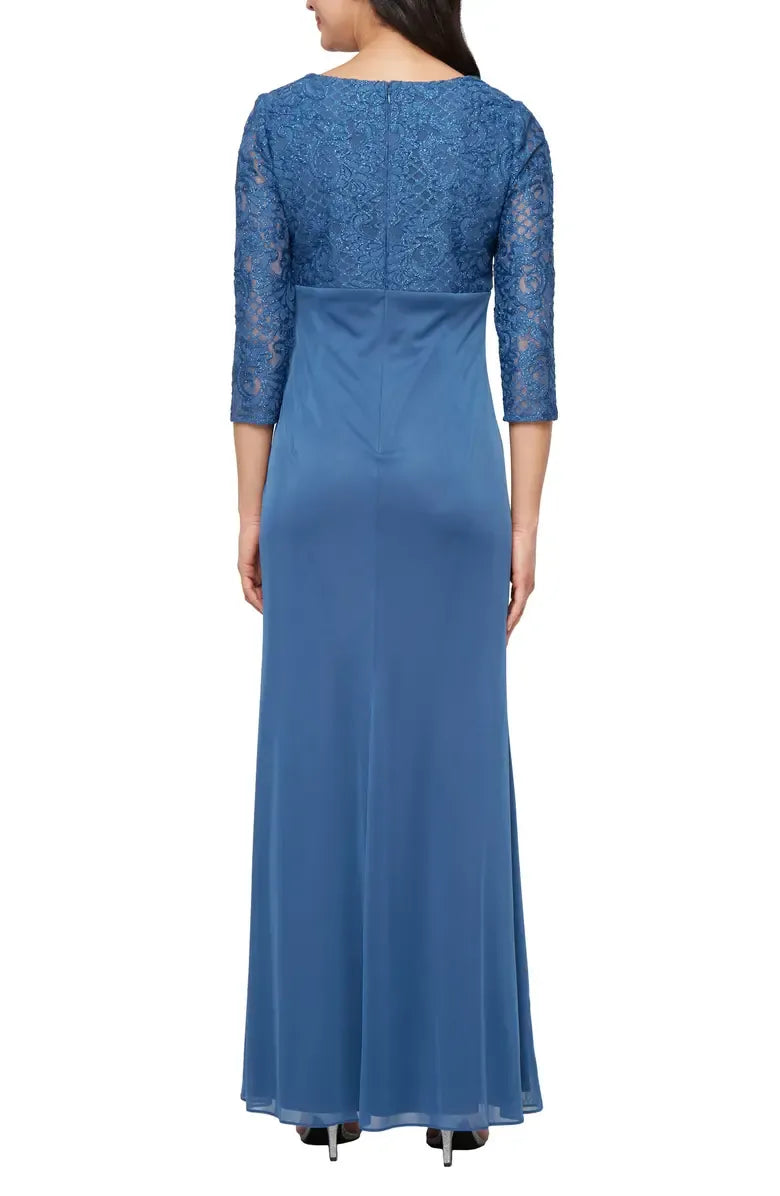 Sheath V Neck Long Sleeve Zipper Up Floor-Length Mother of the Bride Dress