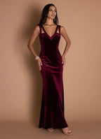 Sheath V Neck Sleeveless Backless Floor-Length Evening Dress