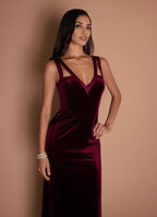 Sheath V Neck Sleeveless Backless Floor-Length Evening Dress