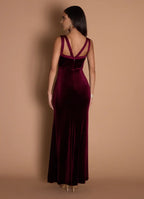 Sheath V Neck Sleeveless Backless Floor-Length Evening Dress