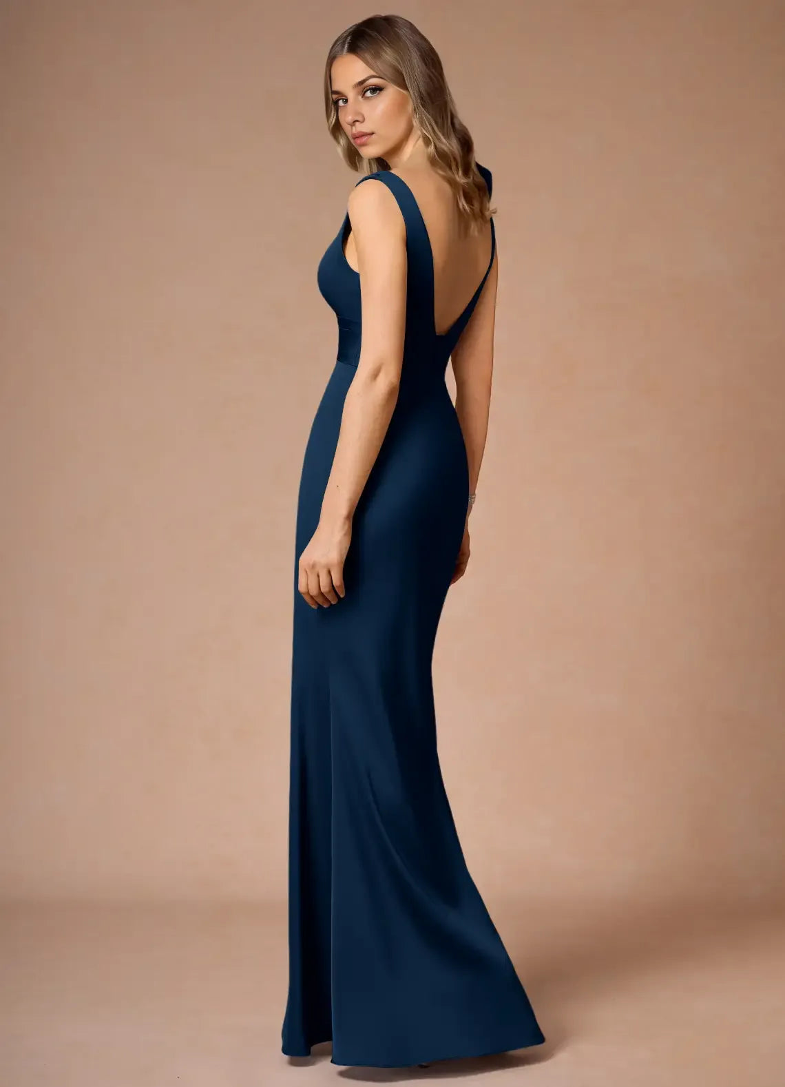 Sheath V Neck Sleeveless Zipper Up Floor-Length Evening Dress