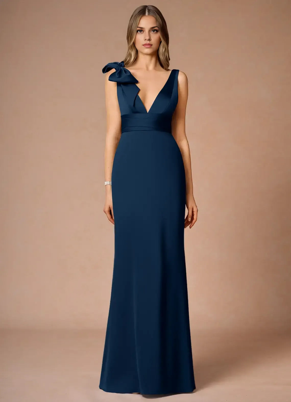 Sheath V Neck Sleeveless Zipper Up Floor-Length Evening Dress