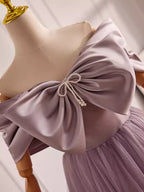Modest A-Line/Princess Off The Shoulder Sleeveless Up Chapel Train Party Dresses