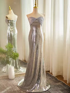 Modest Mermaid/Trumpet Strapless Sleeveless Up Sweep/Brush Train Party Dresses