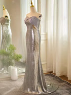 Modest Mermaid/Trumpet Strapless Sleeveless Up Sweep/Brush Train Party Dresses