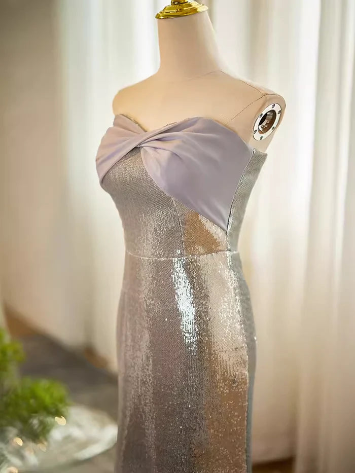 Modest Mermaid/Trumpet Strapless Sleeveless Up Sweep/Brush Train Party Dresses