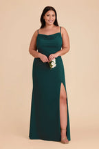 Modest Sheath/Column Spaghetti Straps Sleeveless Slit Maxi Bridesmaid Dress