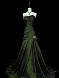 Mysterious Mermaid Strapless Sleeveless Lace-Up Back Floor-Length Gothic Evening Dress