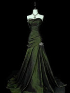 Mysterious Mermaid Strapless Sleeveless Lace-Up Back Floor-Length Gothic Evening Dress