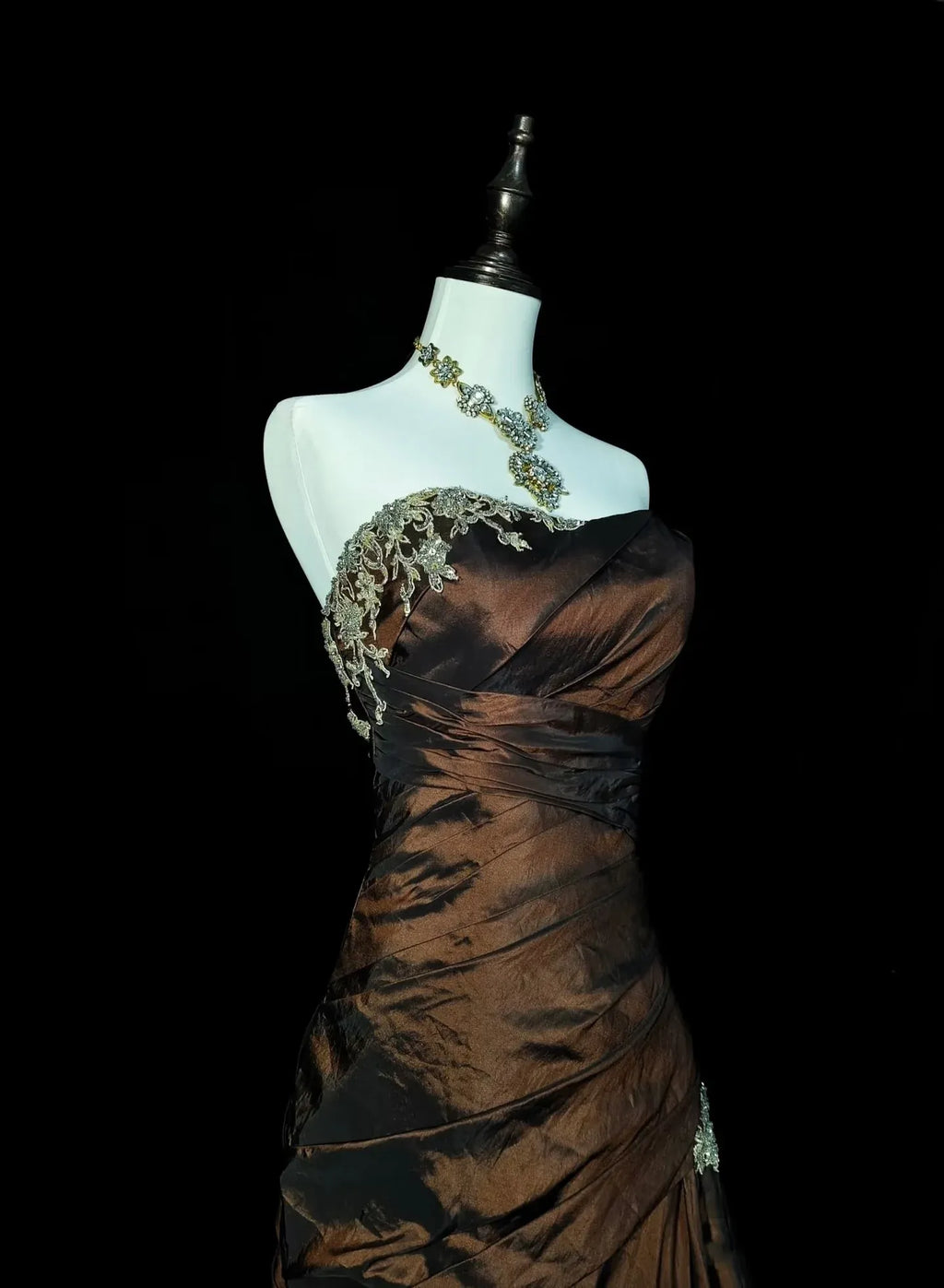 Mysterious Mermaid Strapless Sleeveless Lace-Up Back Floor-Length Gothic Evening Dress