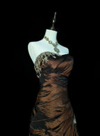 Mysterious Mermaid Strapless Sleeveless Lace-Up Back Floor-Length Gothic Evening Dress